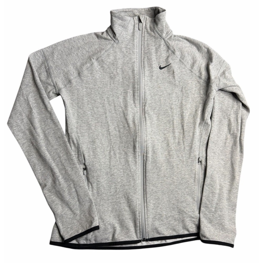 Nike Dri-Fit‎ Jacket Women's Small Gray Full Zip Athletic Running Lightweight